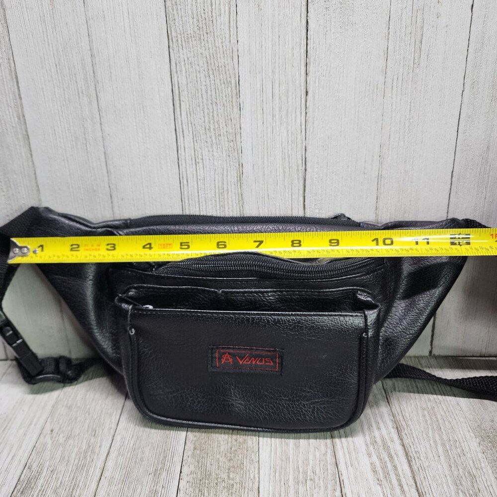 Vintage Venus Pack Waist Hip Belt Bag Quick Release Faux Leather Black Zip KOREA - Picture 9 of 9